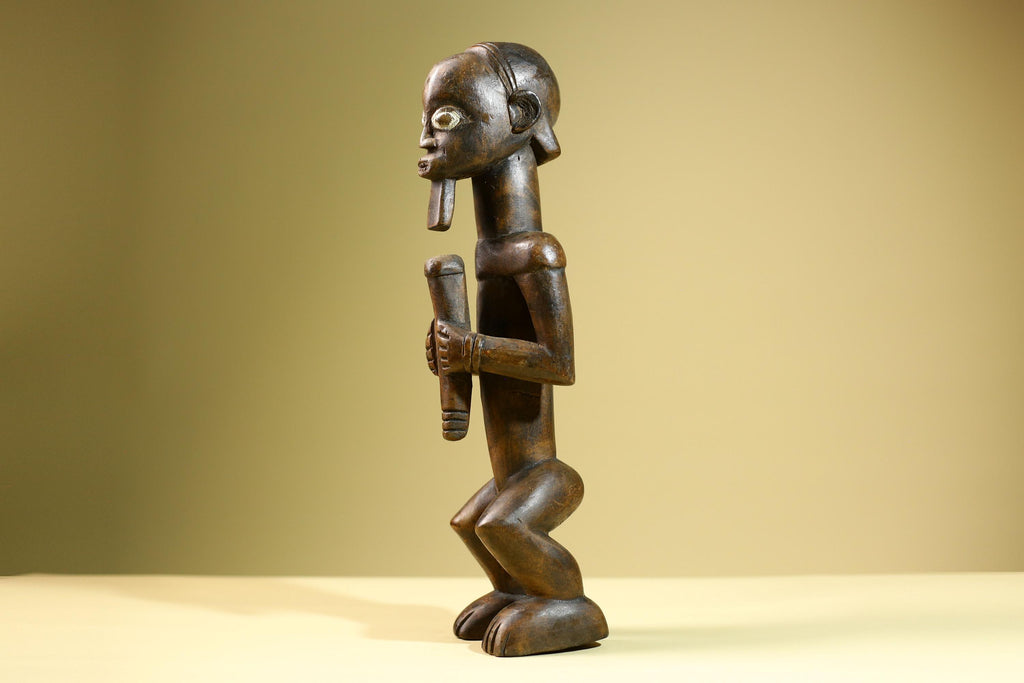 African Tribal Statue Male Figure Hand Carved Wood Ritual Sculpture West African Art Collectible Figurine Home Decor-G5821