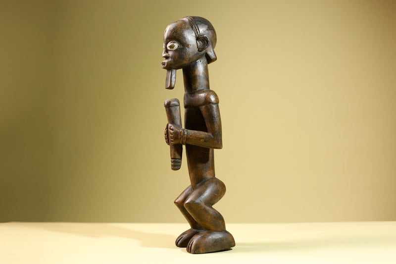 African Tribal Statue Male Figure Hand Carved Wood Ritual Sculpture West African Art Collectible Figurine Home Decor-G5821