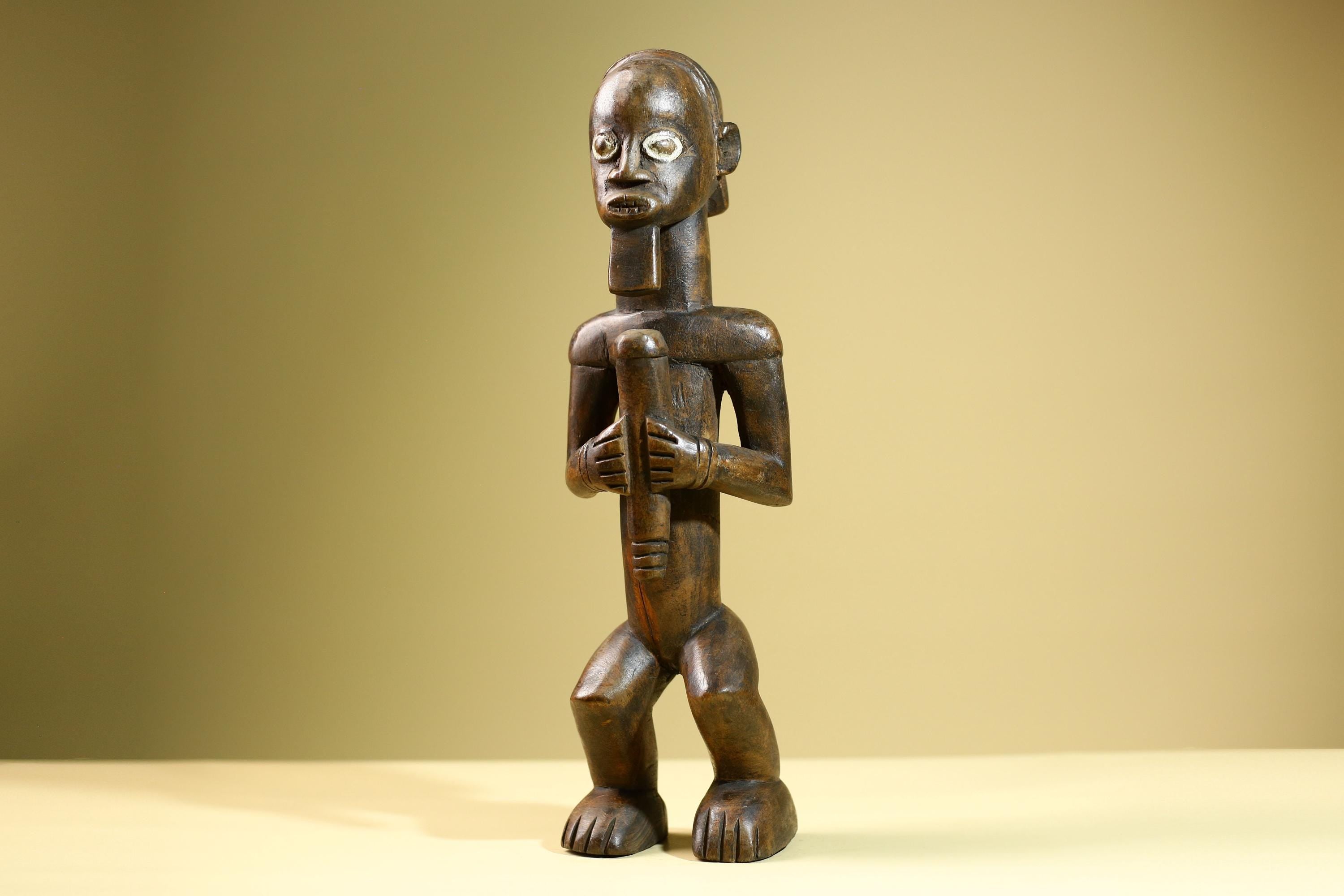African Tribal Statue Male Figure Hand Carved Wood Ritual Sculpture West African Art Collectible Figurine Home Decor-G5821