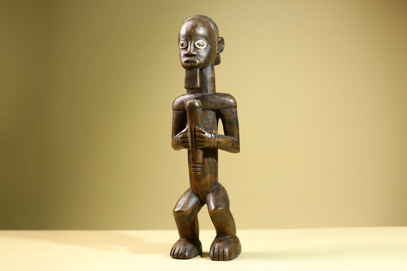 African Tribal Statue Male Figure Hand Carved Wood Ritual Sculpture West African Art Collectible Figurine Home Decor-G5821
