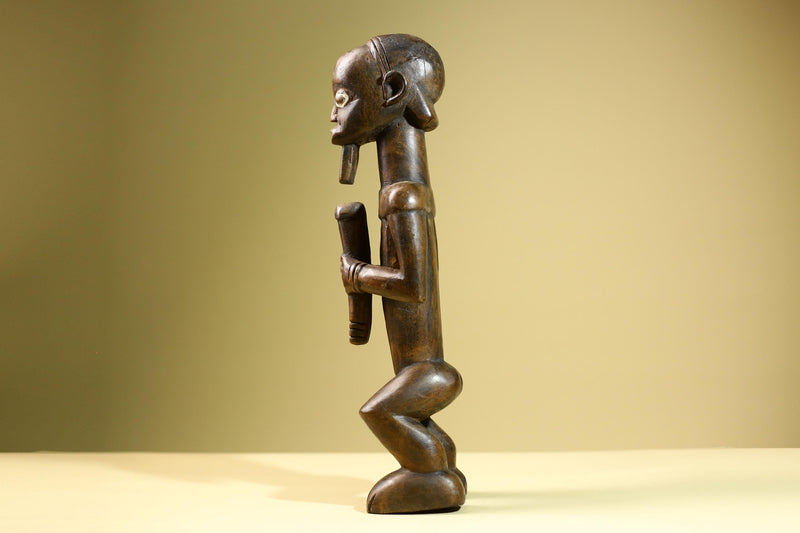 African Tribal Statue Male Figure Hand Carved Wood Ritual Sculpture West African Art Collectible Figurine Home Decor-G5821