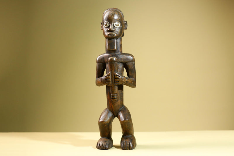 African Tribal Statue Male Figure Hand Carved Wood Ritual Sculpture West African Art Collectible Figurine Home Decor-G5821