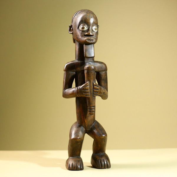 African Tribal Statue Male Figure Hand Carved Wood Ritual Sculpture West African Art Collectible Figurine Home Decor-G5821