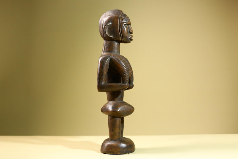 African Tribal Statue Female Figure Hand Carved Wood Fertility Sculpture Vintage Home Decor West Africa Art Collectible-G5822