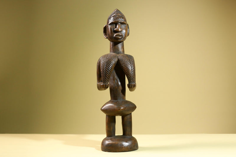 African Tribal Statue Female Figure Hand Carved Wood Fertility Sculpture Vintage Home Decor West Africa Art Collectible-G5822