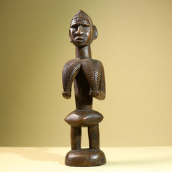 African Tribal Statue Female Figure Hand Carved Wood Fertility Sculpture Vintage Home Decor West Africa Art Collectible-G5822