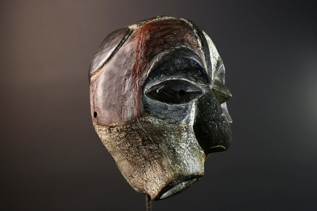 African Kuba Tribal Mask Hand Carved Wood West Africa Art Home Wall Decor-G5775