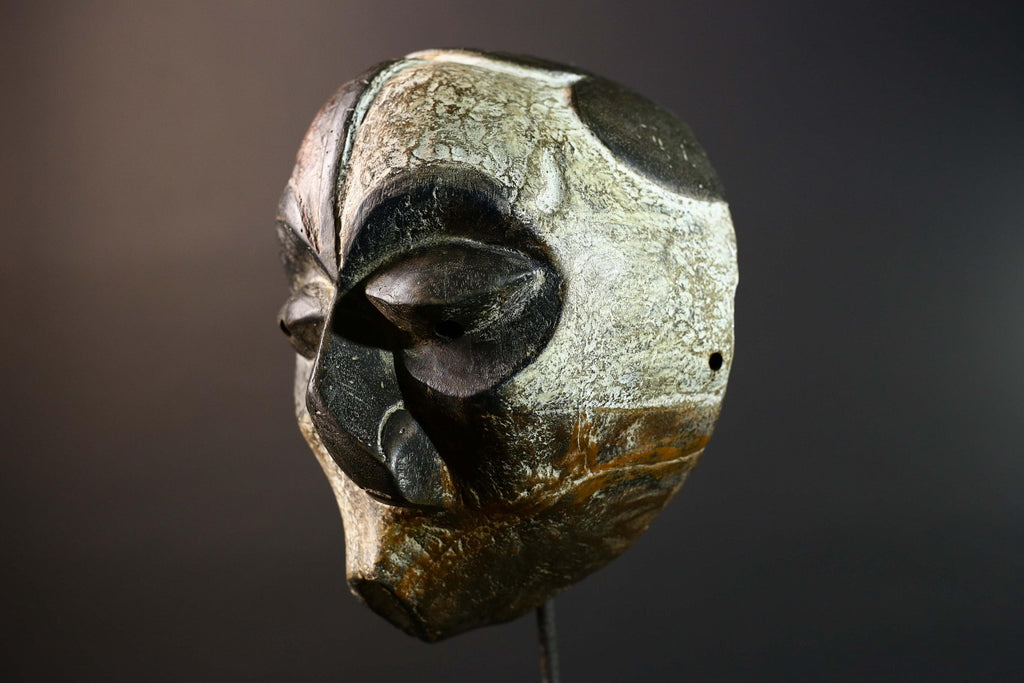 African Kuba Tribal Mask Hand Carved Wood West Africa Art Home Wall Decor-G5775