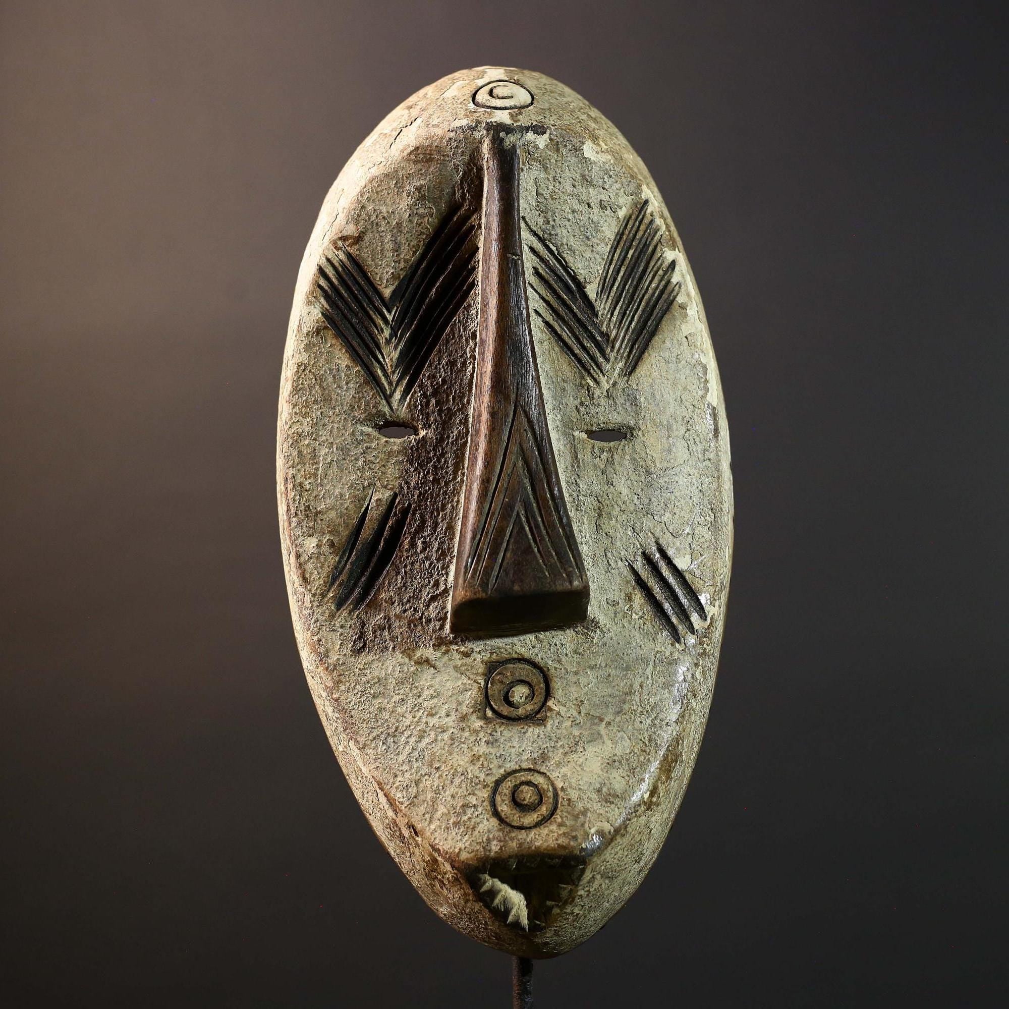 African Bwa Tribal Mask Carved Wood Burkina Faso Wall Art African Home Decor-G5775