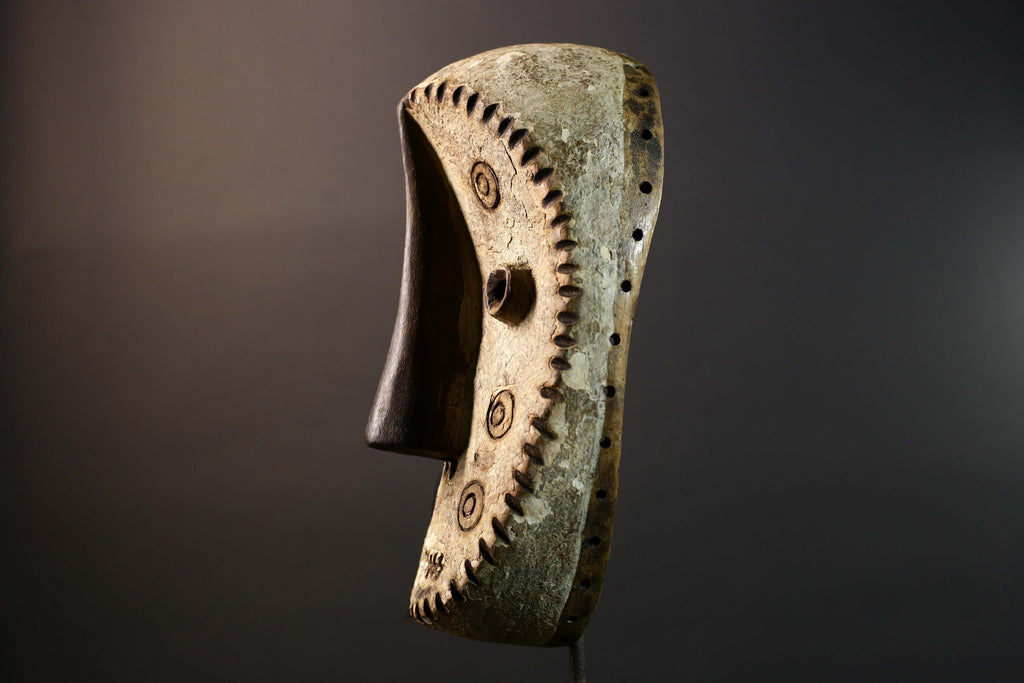 African Bwa Tribal Mask Hand Carved Wood Burkina Faso Wall Art Home Decor-G5777