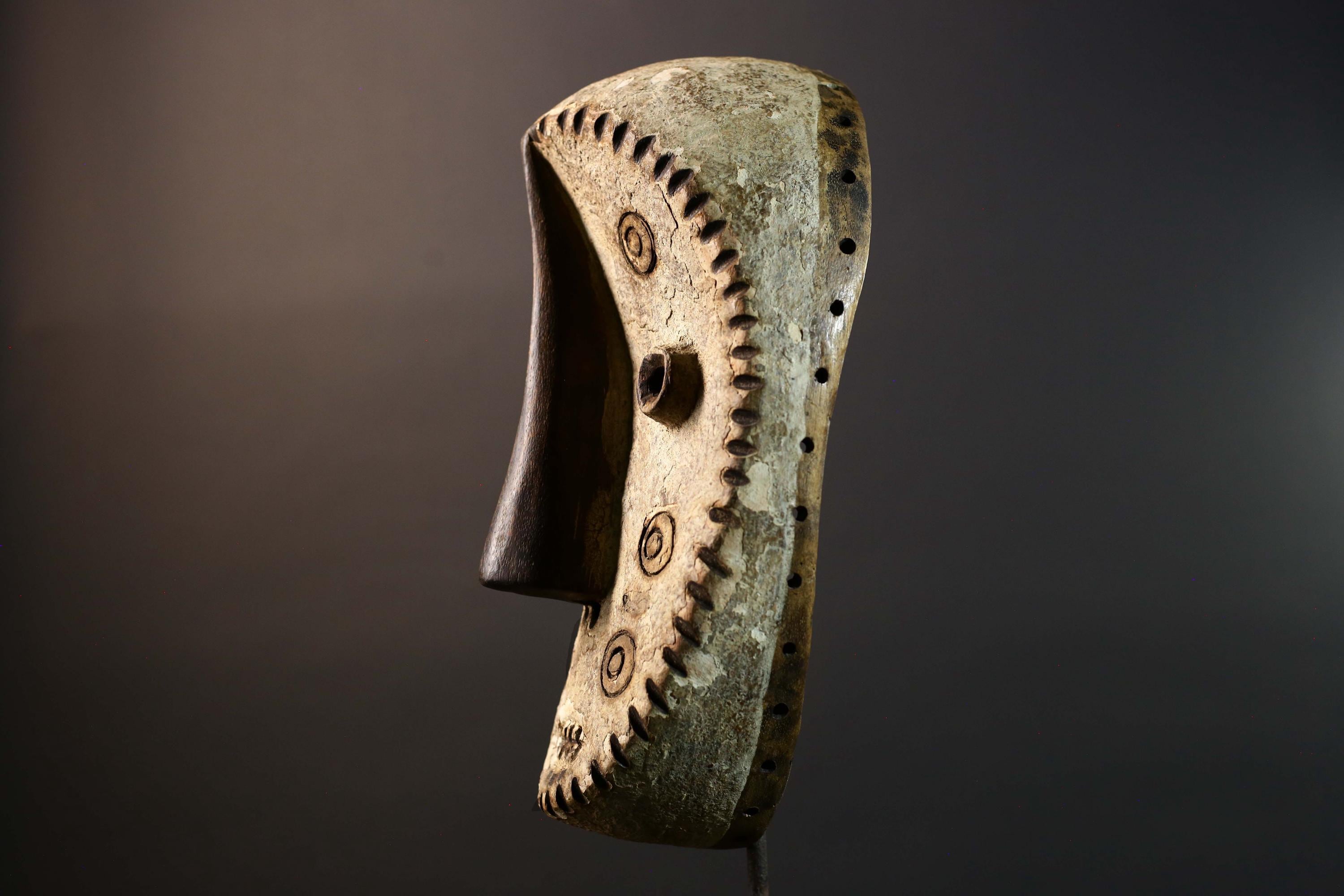 African Bwa Tribal Mask Hand Carved Wood Burkina Faso Wall Art Home Decor-G5777