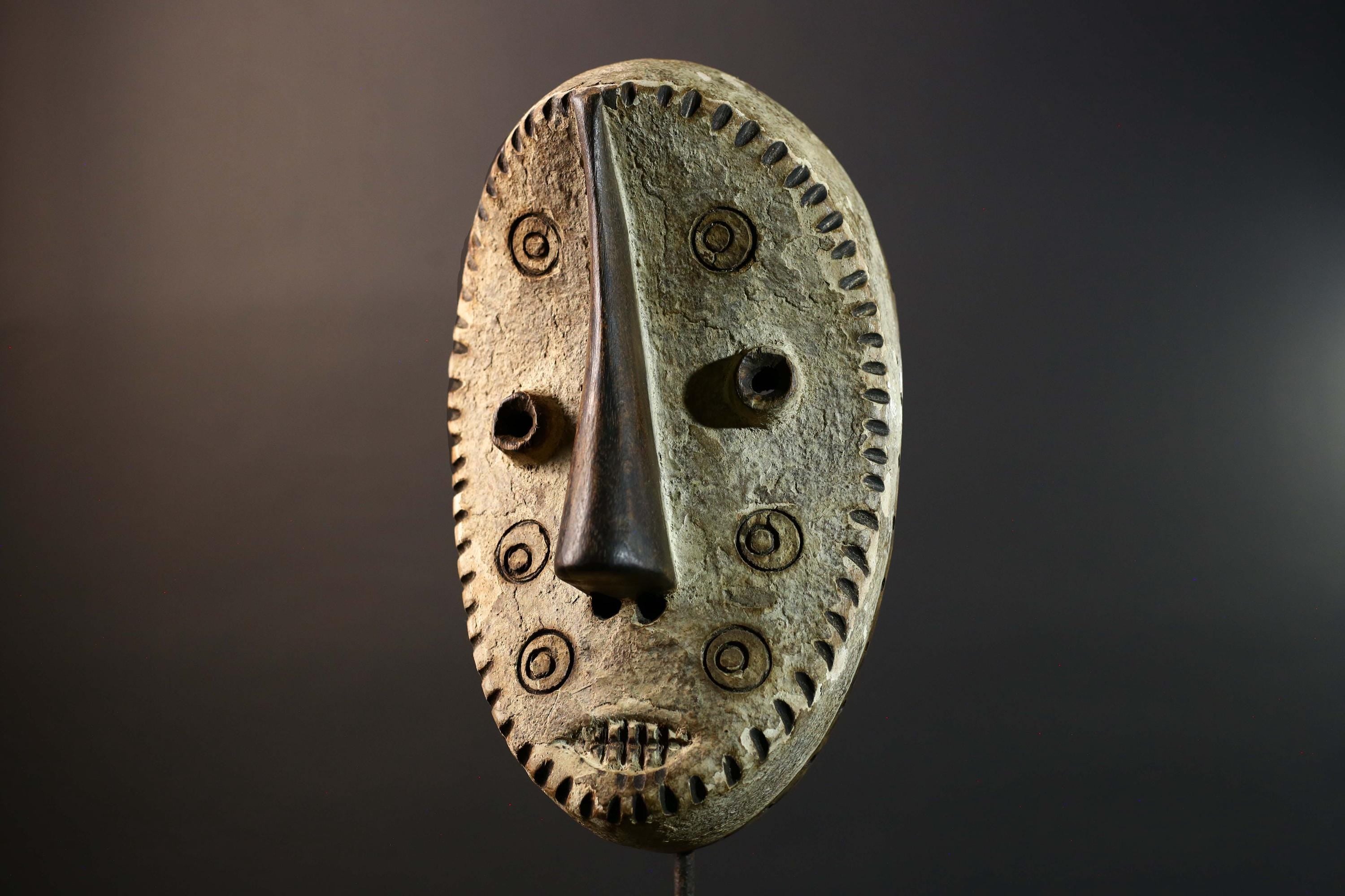 African Bwa Tribal Mask Hand Carved Wood Burkina Faso Wall Art Home Decor-G5777