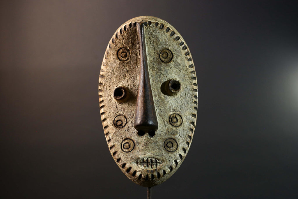 African Bwa Tribal Mask Hand Carved Wood Burkina Faso Wall Art Home Decor-G5777