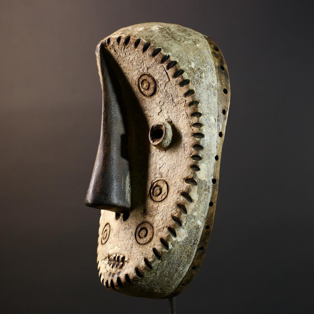 African Bwa Tribal Mask Hand Carved Wood Burkina Faso Wall Art Home Decor-G5777