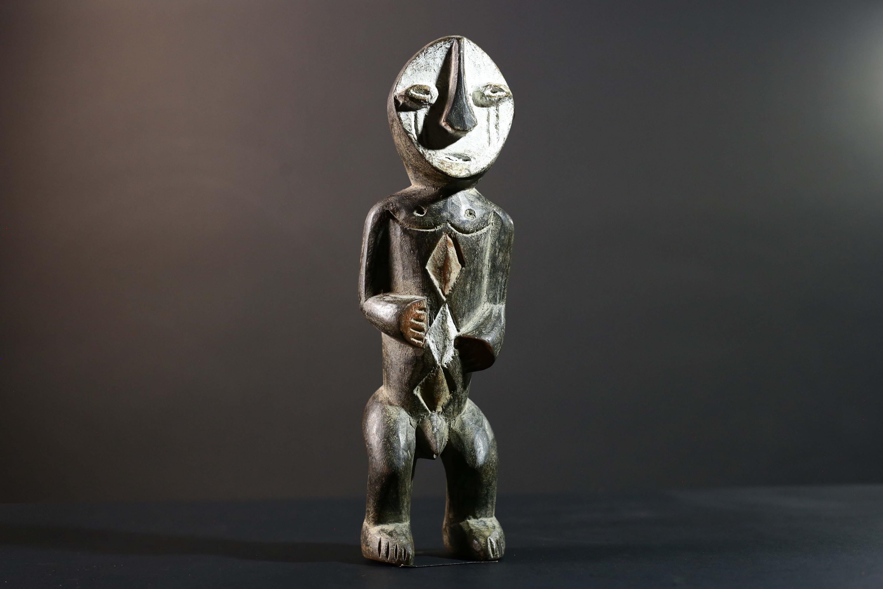 African Tribal Statue Hand Carved Wood Figure Burkina Faso Cultural Art Decor-G5778