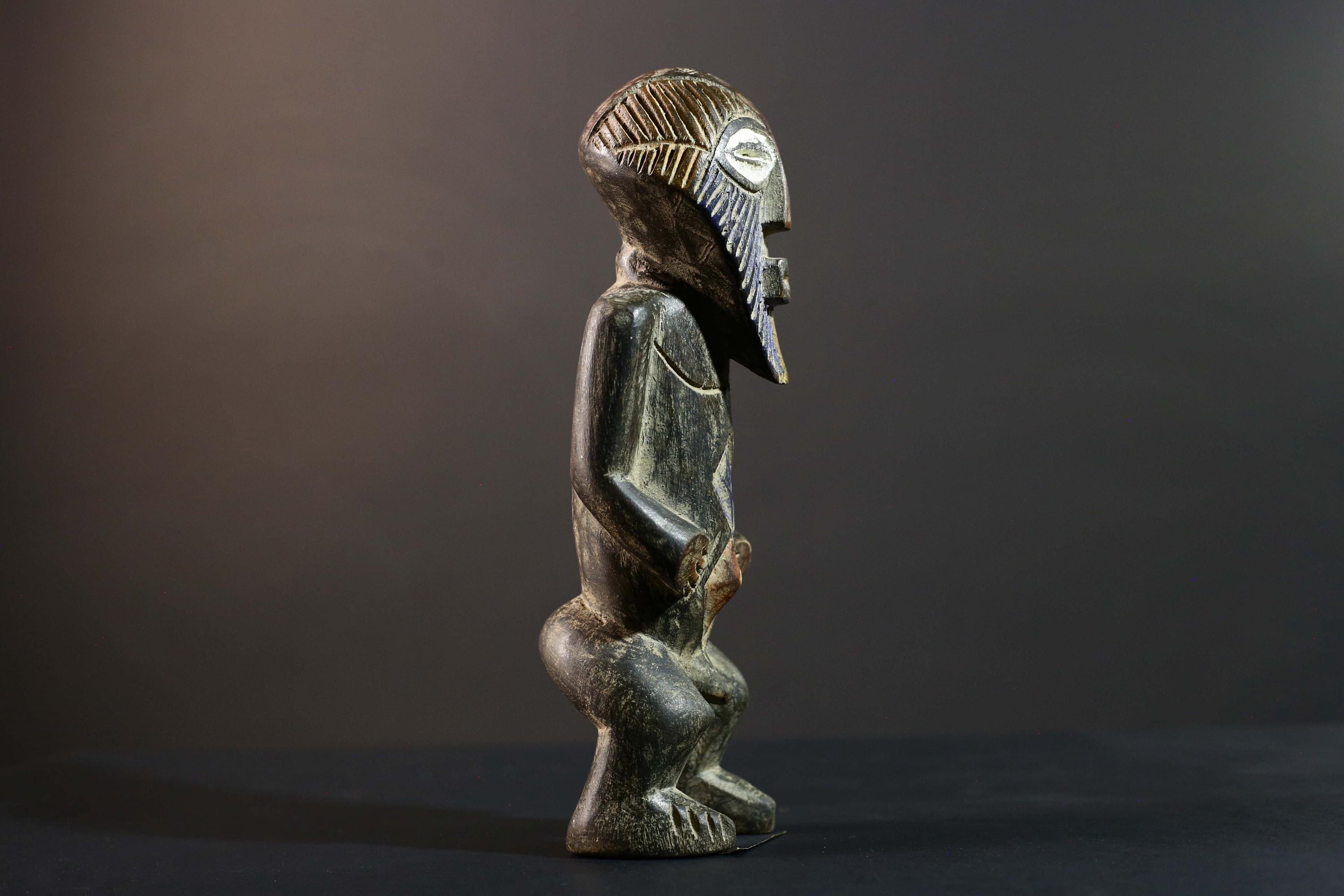 African Songye Statue Hand Carved Wood Congo Tribal Power Figure Art Decor-G5779