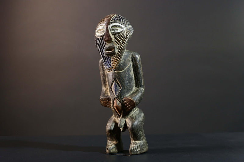 African Songye Statue Hand Carved Wood Congo Tribal Power Figure Art Decor-G5779