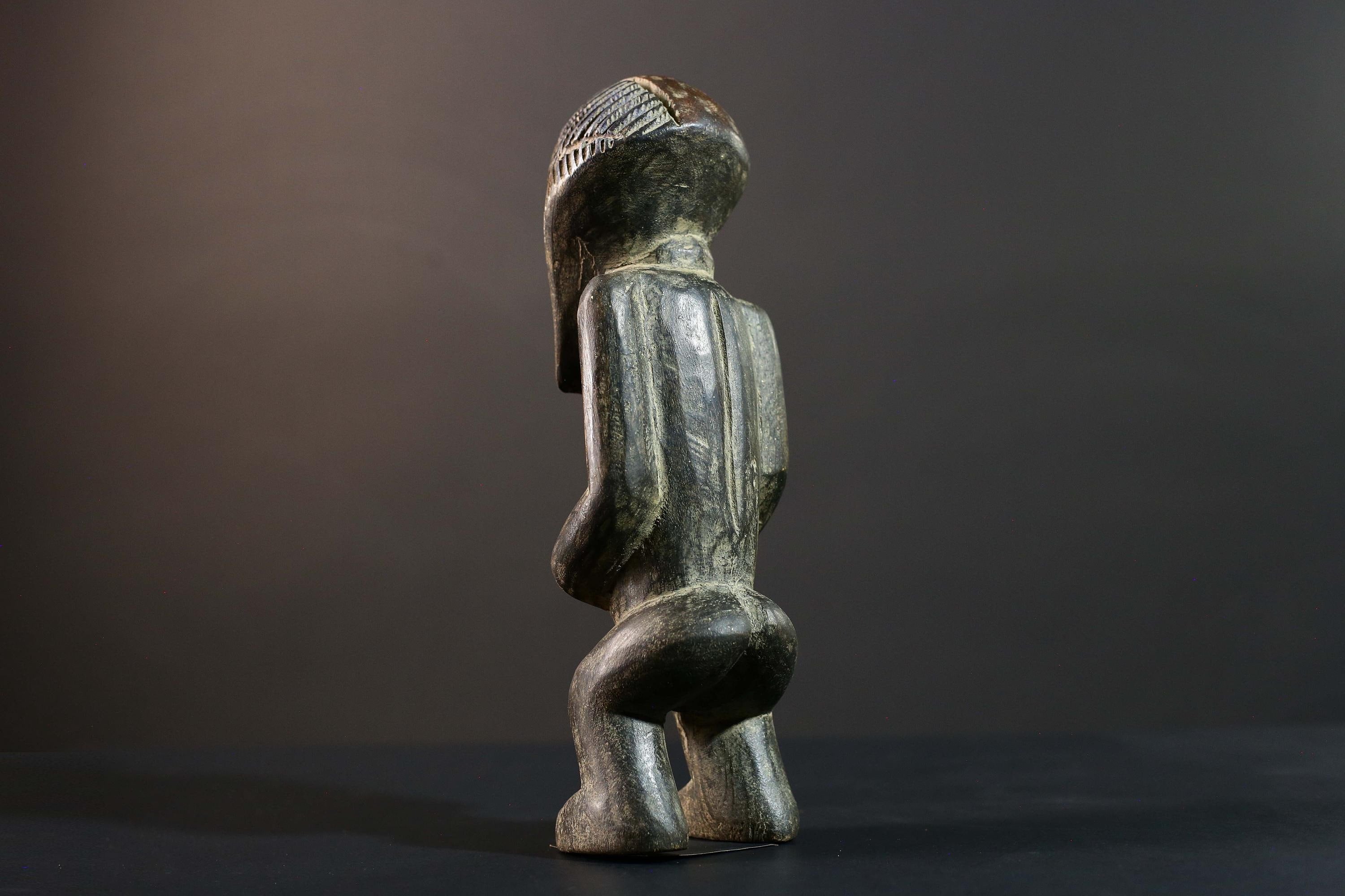 African Songye Statue Hand Carved Wood Congo Tribal Power Figure Art Decor-G5779