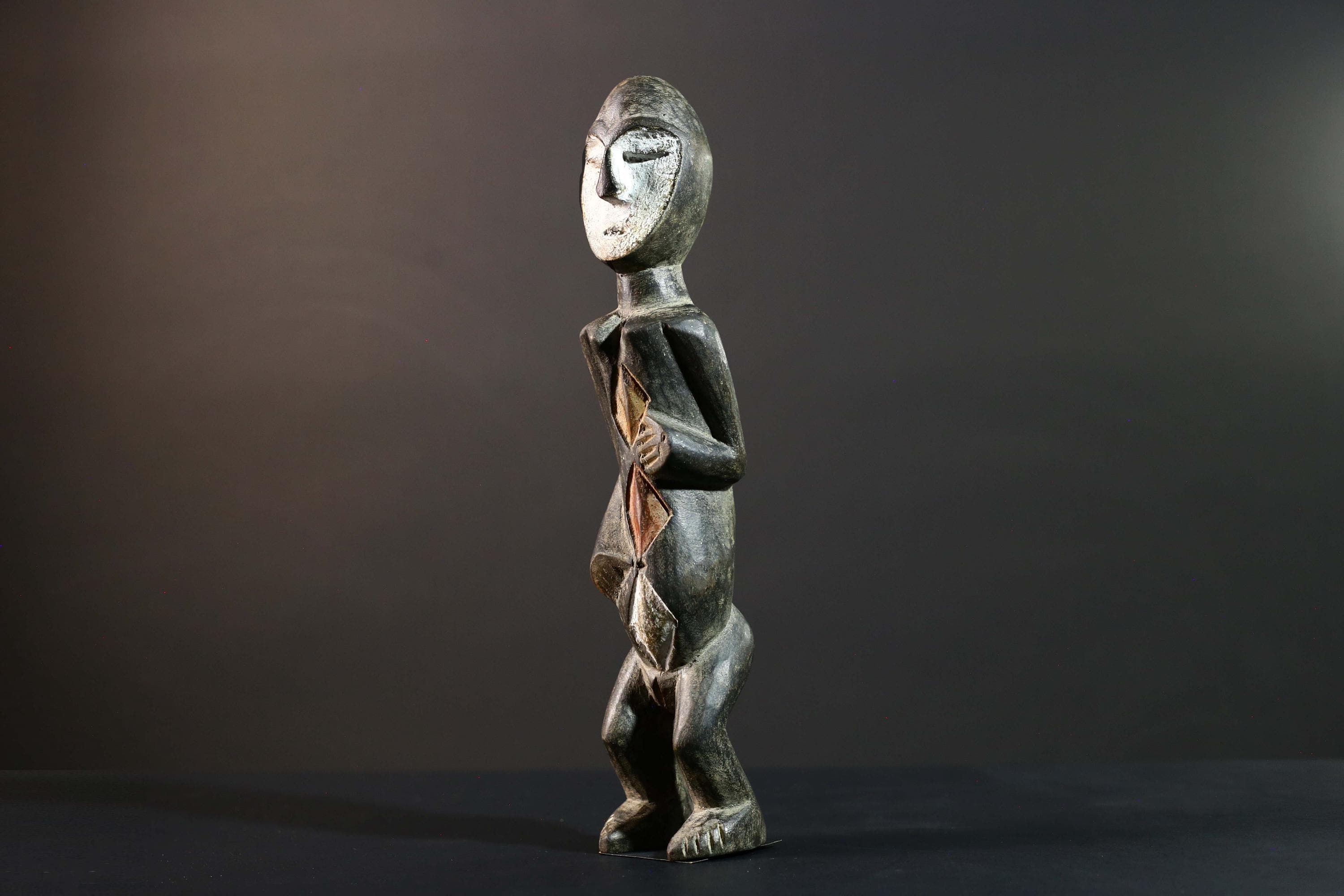 African Songye Statue Hand Carved Congo Wood Tribal Power Figure Collectible-G5780
