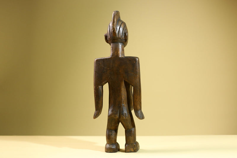 African Baule Spoon Holder Tribal Figure Hand Carved Wood West African Sculpture Vintage Collectible Art Home Decor-G5825