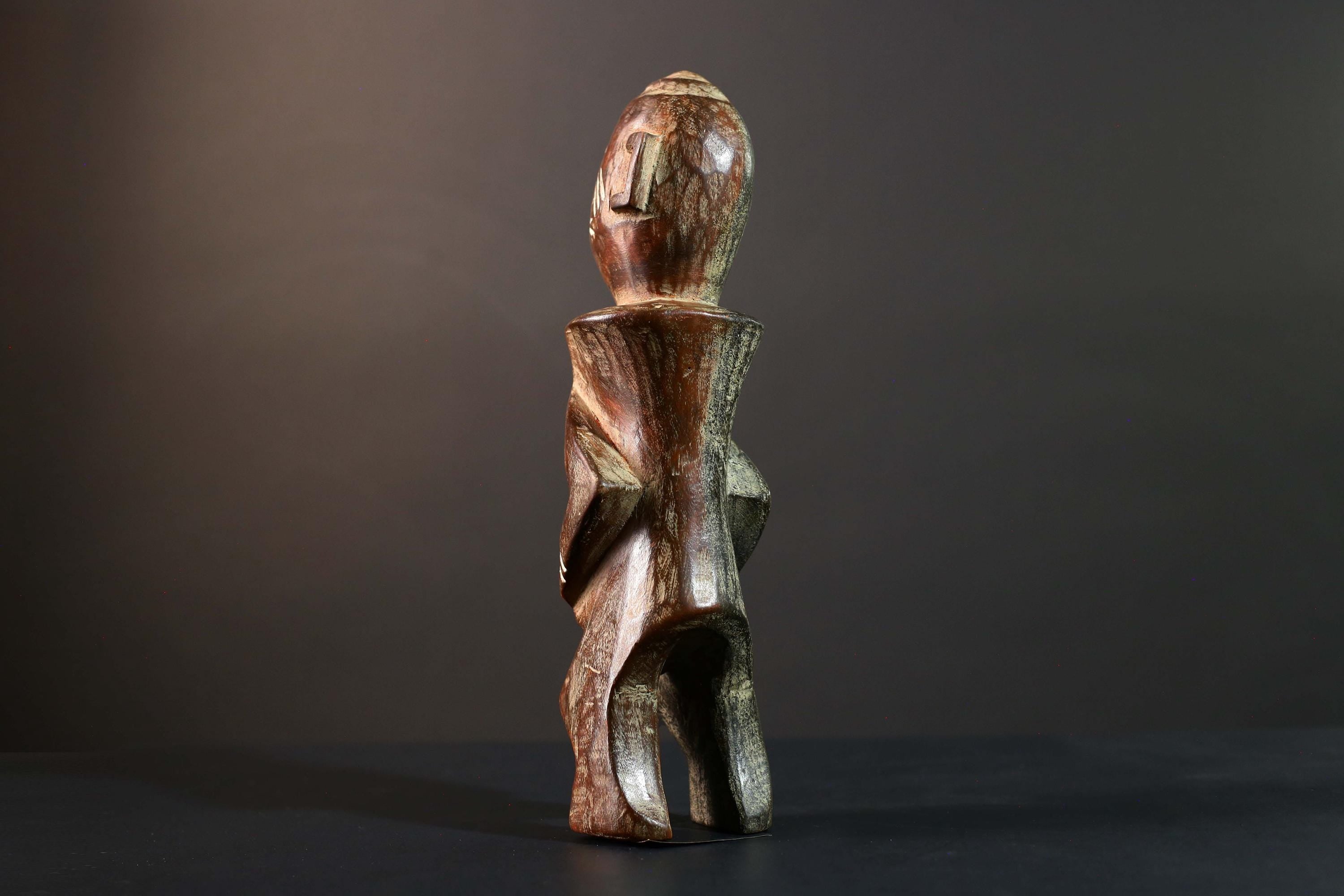 African Songye Power Figure Congo Tribal Statue Carved Wood Primitive Sculpture-G5781