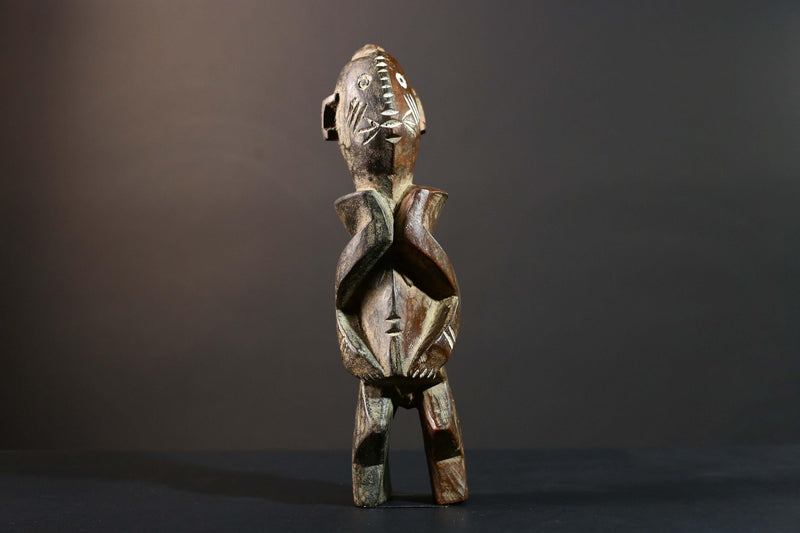 African Songye Power Figure Congo Tribal Statue Carved Wood Primitive Sculpture-G5781