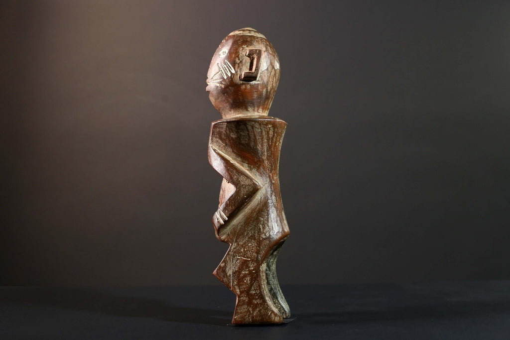 African Songye Power Figure Congo Tribal Statue Carved Wood Primitive Sculpture-G5781