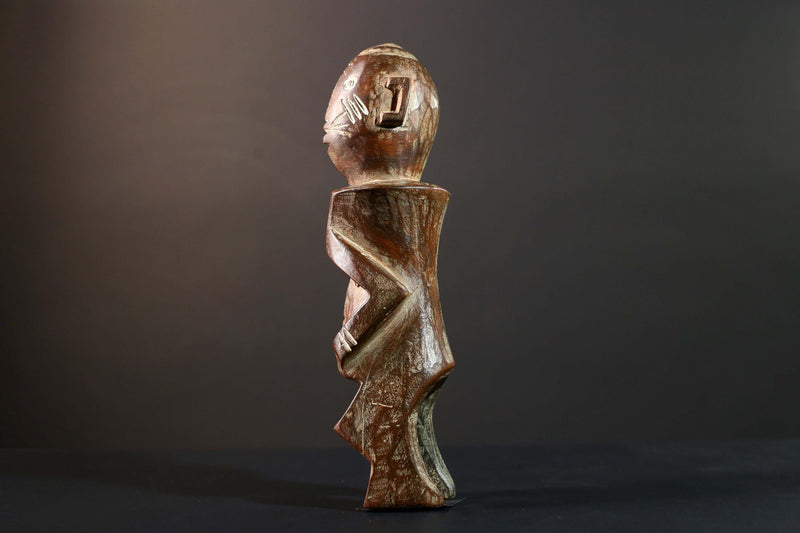 African Songye Power Figure Congo Tribal Statue Carved Wood Primitive Sculpture-G5781