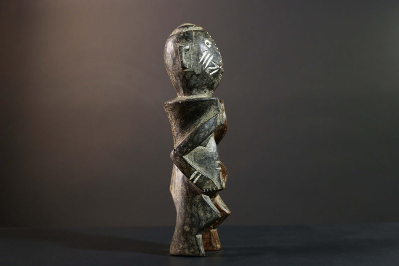 African Songye Power Figure Congo Tribal Statue Carved Wood Primitive Sculpture-G5781
