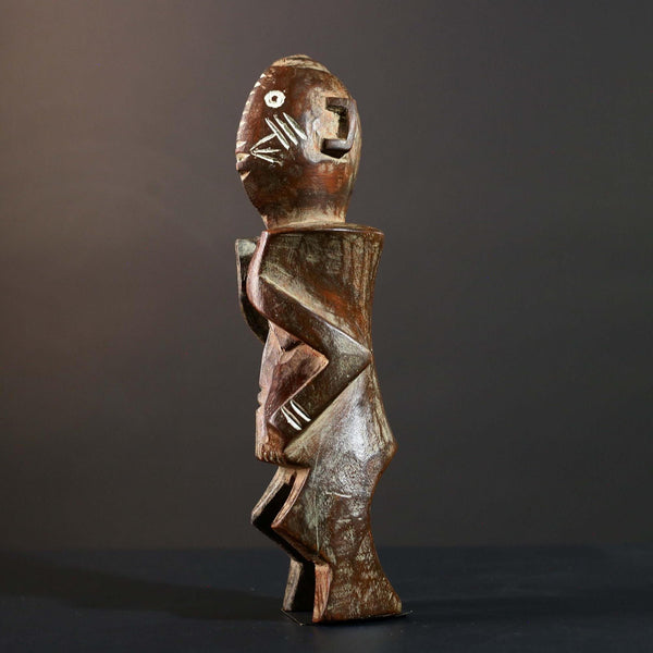 African Songye Power Figure Congo Tribal Statue Carved Wood Primitive Sculpture-G5781