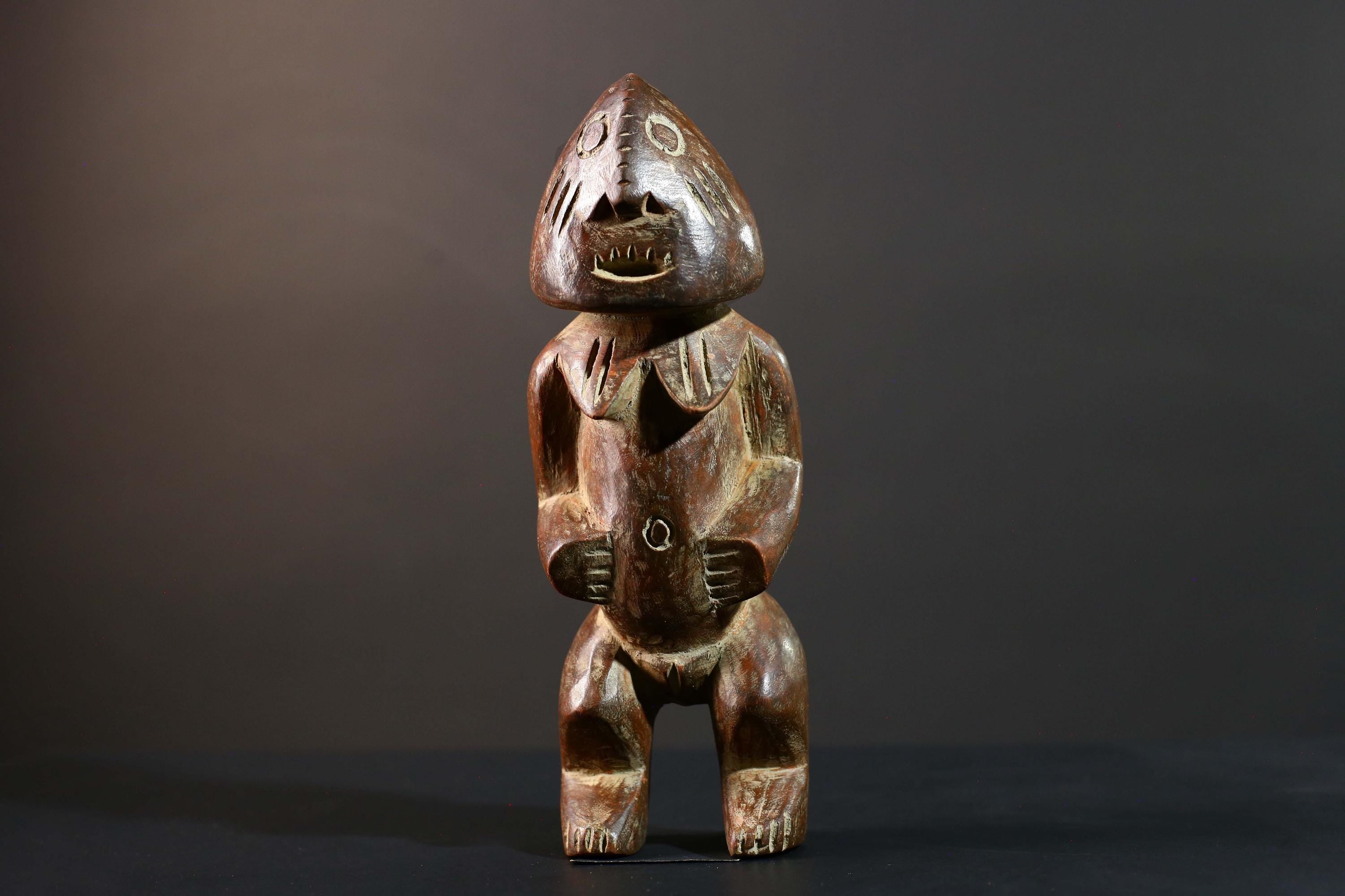 African Songye Power Figure Congo Tribal Statue Hand Carved Wood Spiritual Sculpture-G5782