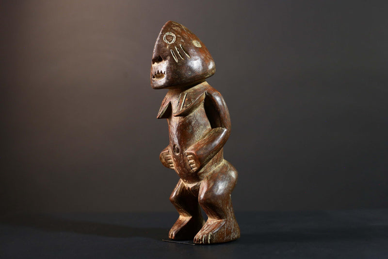 African Songye Power Figure Congo Tribal Statue Hand Carved Wood Spiritual Sculpture-G5782