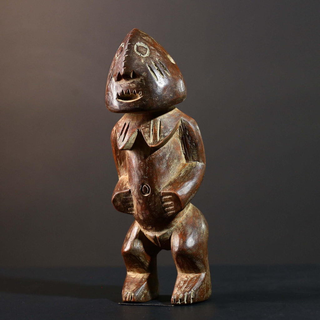 African Songye Power Figure Congo Tribal Statue Hand Carved Wood Spiritual Sculpture-G5782