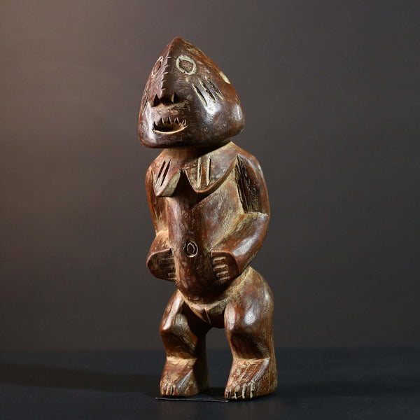 African Songye Power Figure Congo Tribal Statue Hand Carved Wood Spiritual Sculpture-G5782