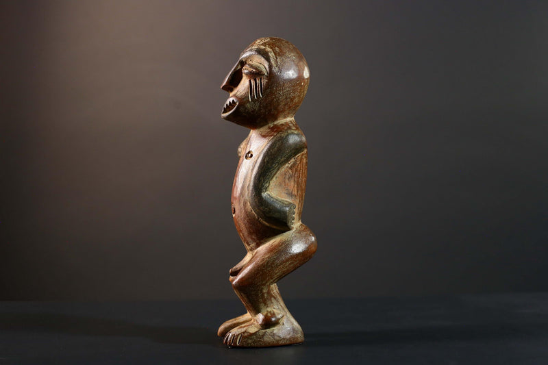 African Songye Power Figure Congo Tribal Statue Carved Wood Ethnographic Sculpture-G5783