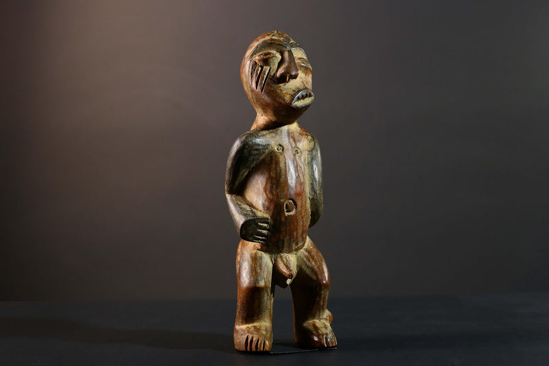 African Songye Power Figure Congo Tribal Statue Carved Wood Ethnographic Sculpture-G5783