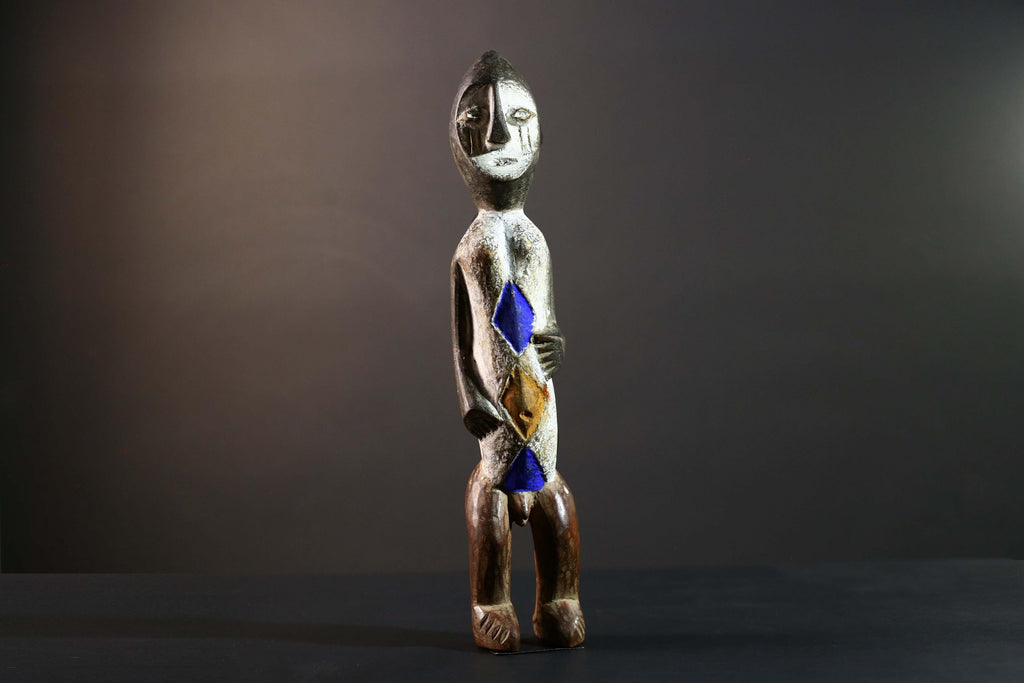 African Songye Power Figure Congo Tribal Statue Painted Wood Spiritual Sculpture-G5784