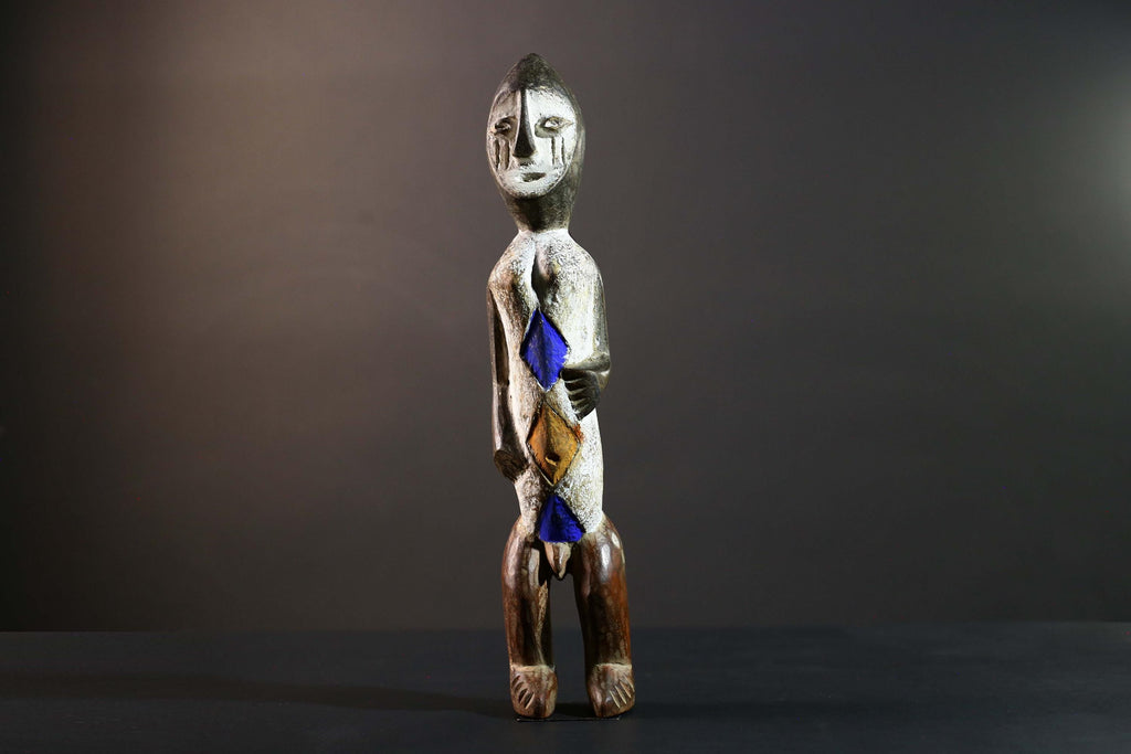 African Songye Power Figure Congo Tribal Statue Painted Wood Spiritual Sculpture-G5784