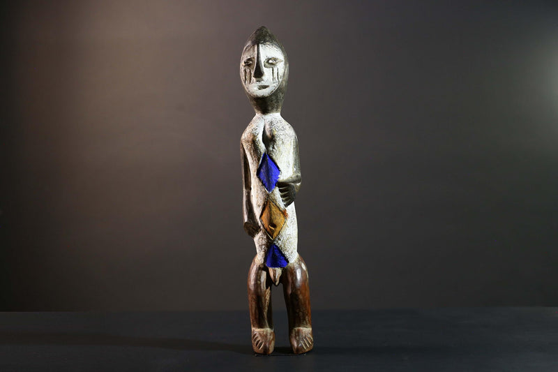 African Songye Power Figure Congo Tribal Statue Painted Wood Spiritual Sculpture-G5784