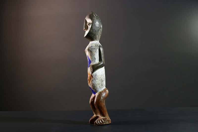 African Songye Power Figure Congo Tribal Statue Painted Wood Spiritual Sculpture-G5784