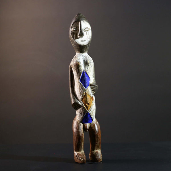 African Songye Power Figure Congo Tribal Statue Painted Wood Spiritual Sculpture-G5784