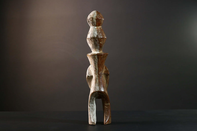 African Tribal Baule Style Geometric Carved Wood Statue Côte d’Ivoire Figure-G5785