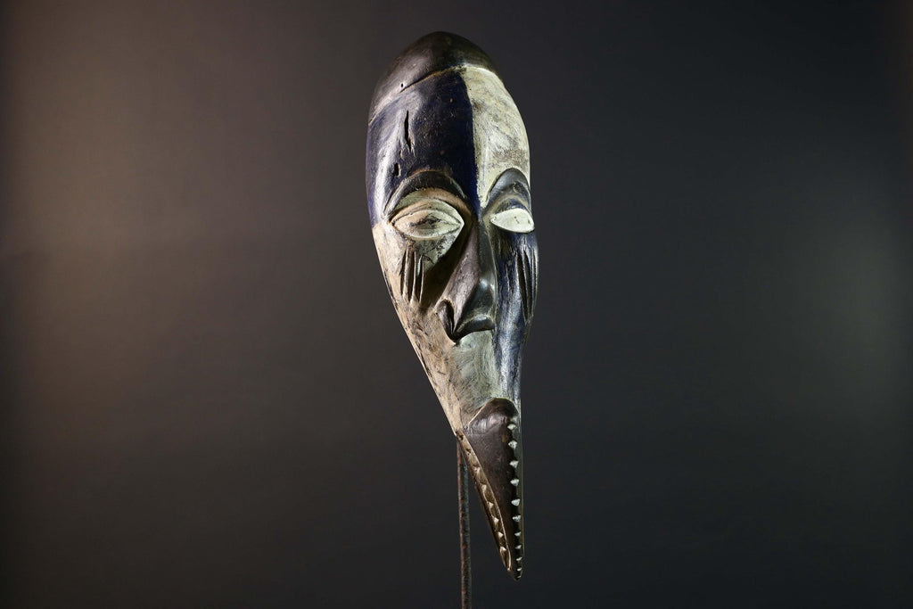 African Baule Mask Tribal Carved Wood Face Côte d’Ivoire Ritual Art Home Decor-G5786
