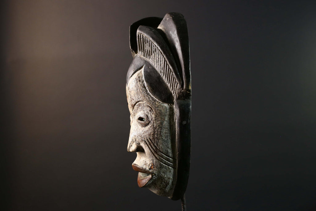 Guro Tribal Mask African Carved Wood Côte d’Ivoire Ritual Face Decor-G5787