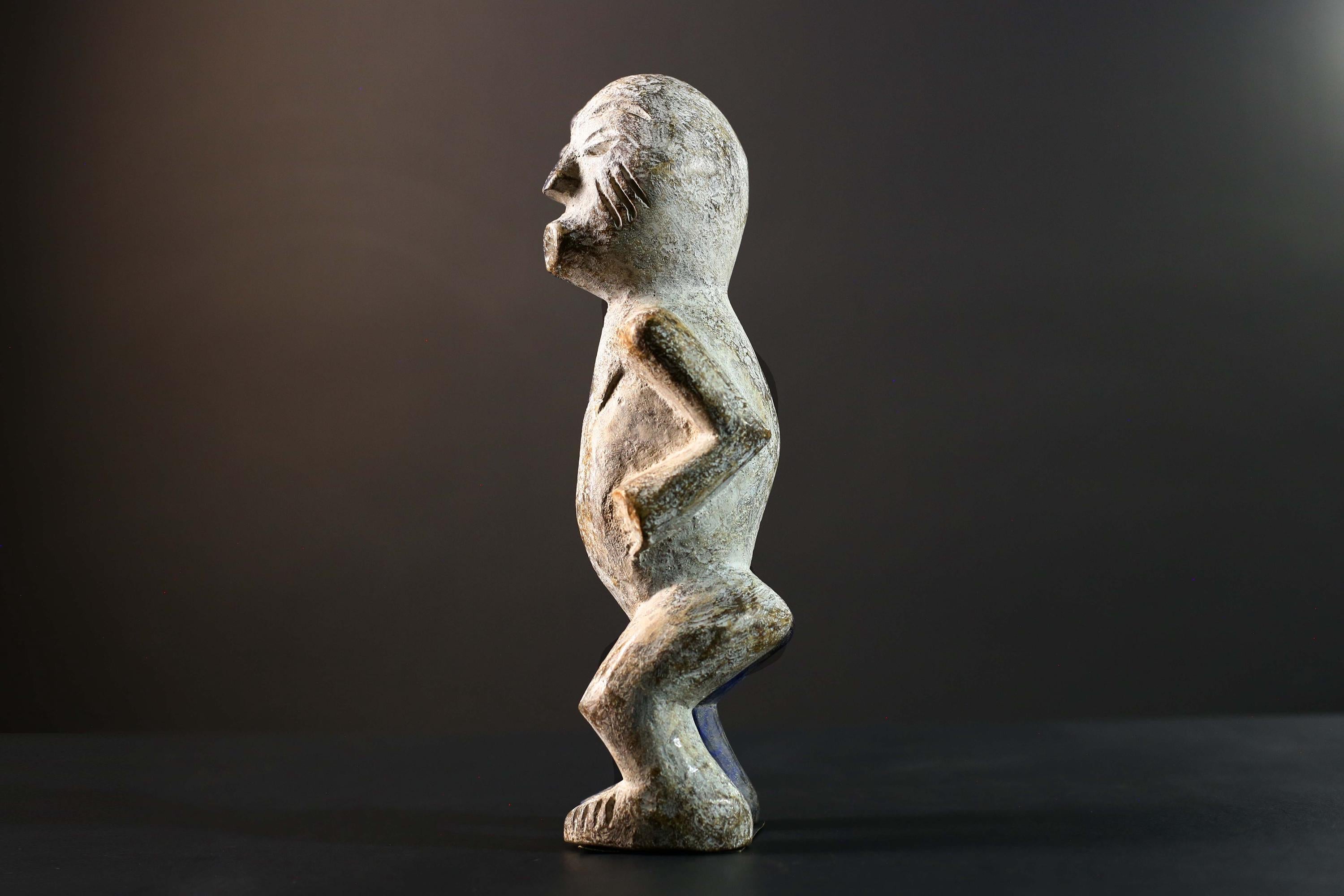 African Beembe Ancestral Figure Congo Carved Wood Ritual Spirit Statue with Patina-G5788