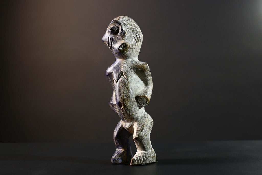 African Beembe Ancestral Figure Congo Carved Wood Ritual Spirit Statue with Patina-G5788