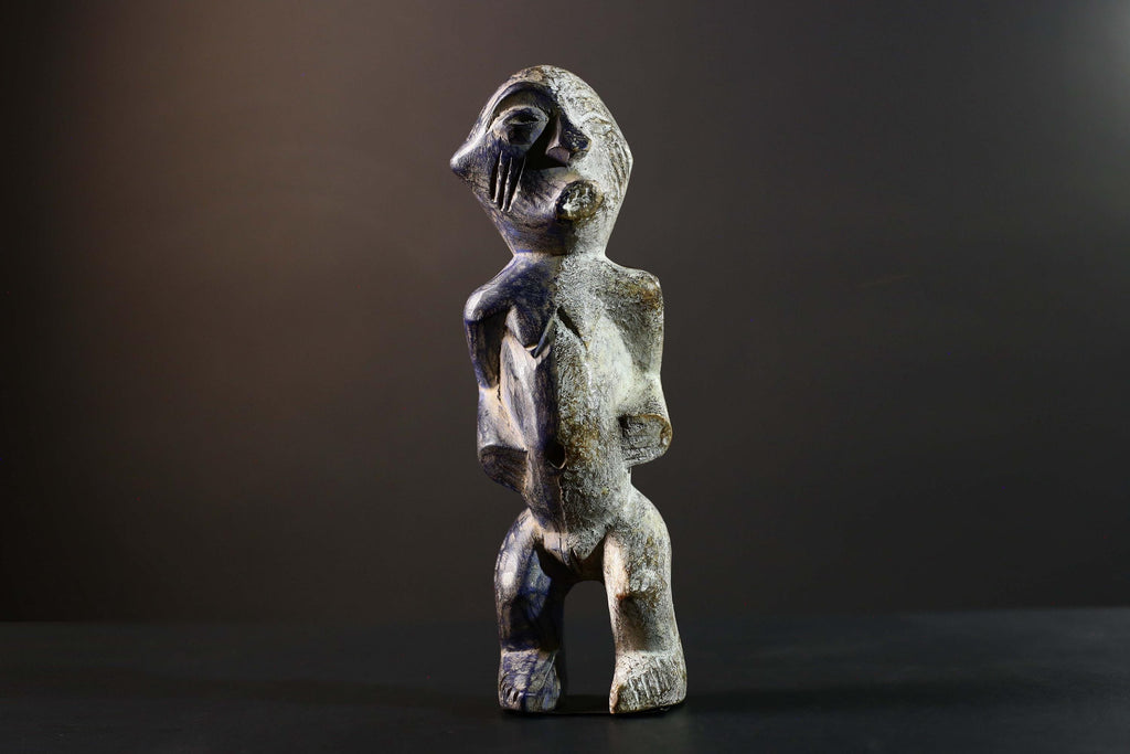 African Beembe Ancestral Figure Congo Carved Wood Ritual Spirit Statue with Patina-G5788