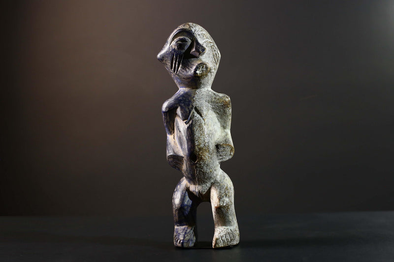African Beembe Ancestral Figure Congo Carved Wood Ritual Spirit Statue with Patina-G5788