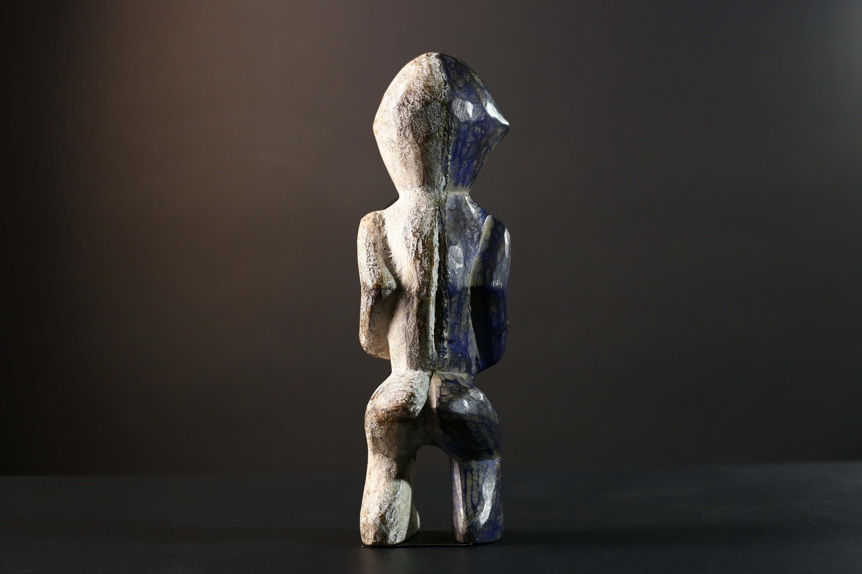 African Beembe Ancestral Figure Congo Carved Wood Ritual Spirit Statue with Patina-G5788