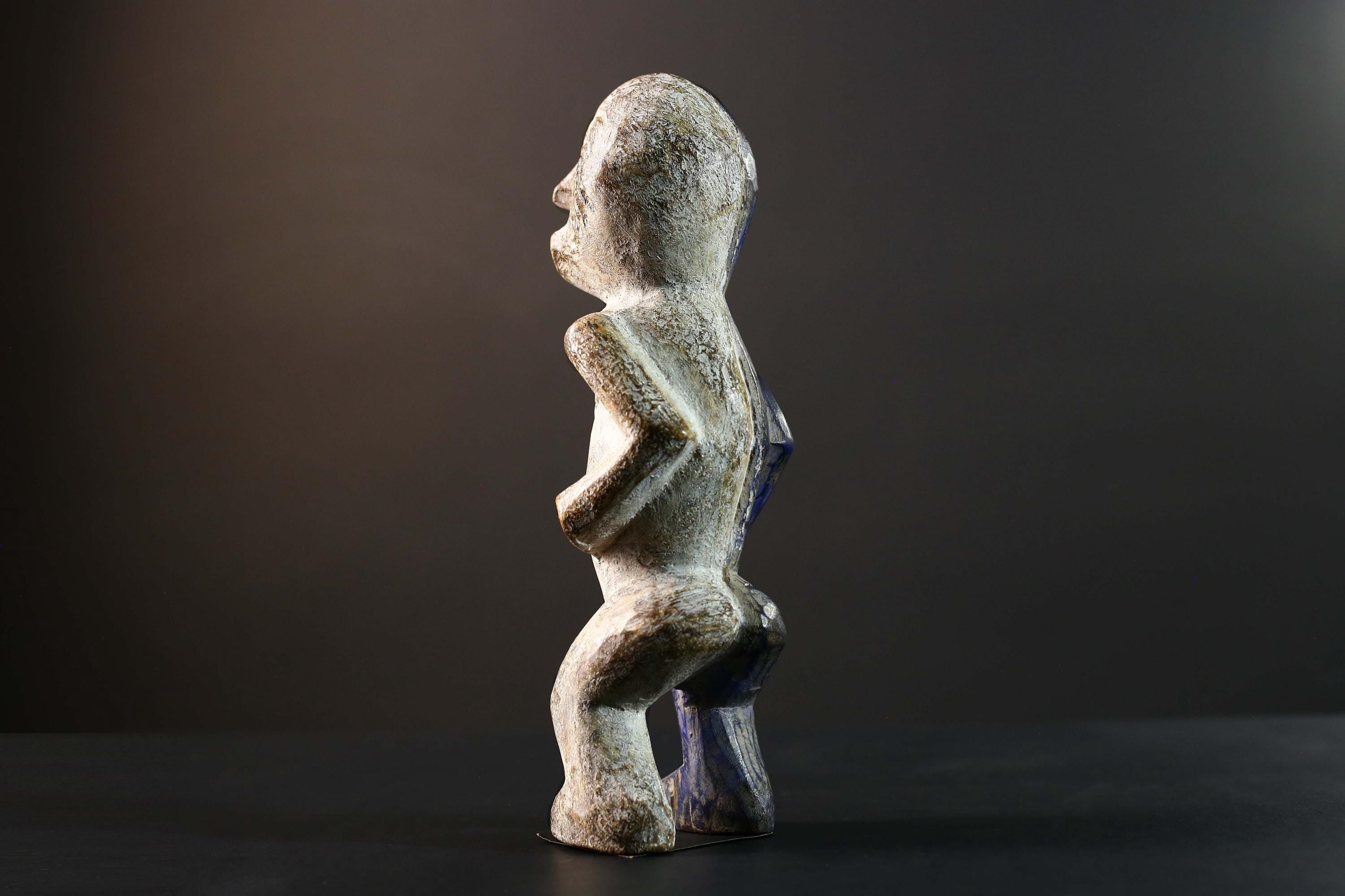 African Beembe Ancestral Figure Congo Carved Wood Ritual Spirit Statue with Patina-G5788